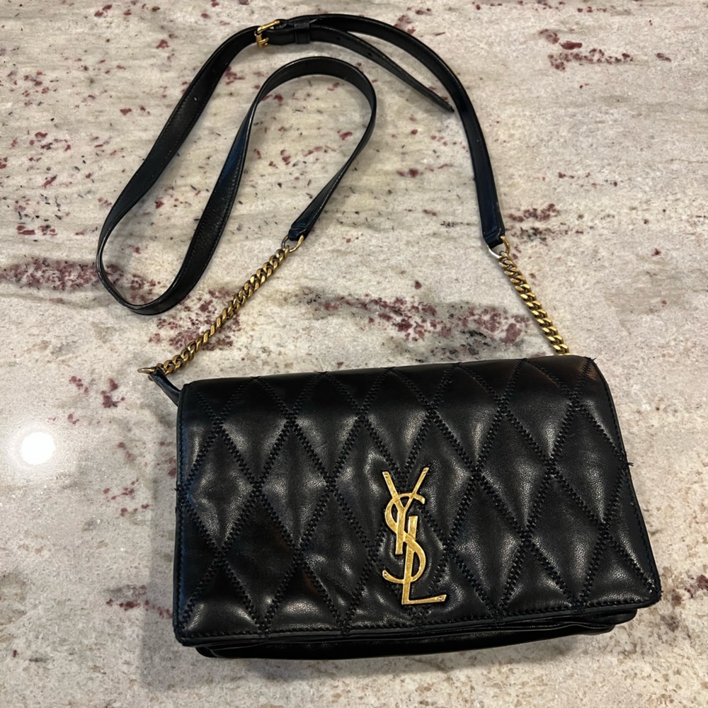 Authentic Black leather YSL crossbody